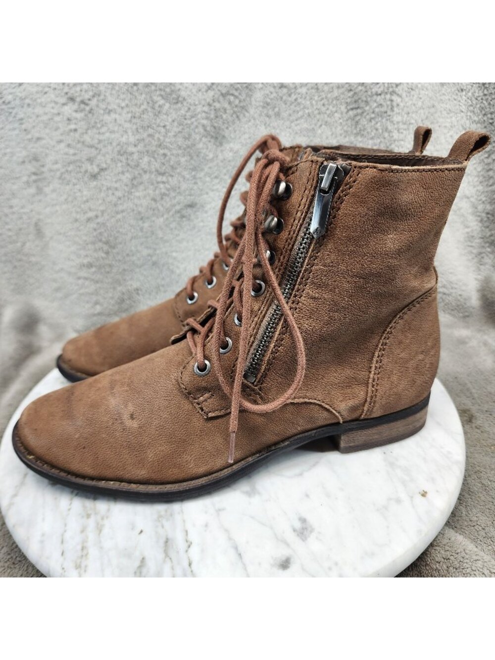 Sam Edelman Shoes Womens Size 6 Mackay Brown Leather Lace Up Boots *Read*